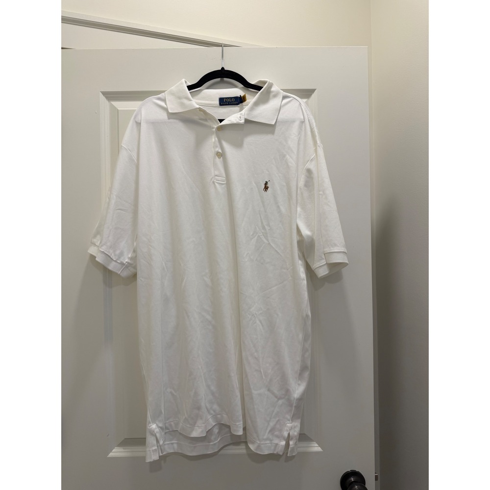 Polo Ralph Lauren Mens White Short Sleeve Pony Logo Polo Shirt Size XLT